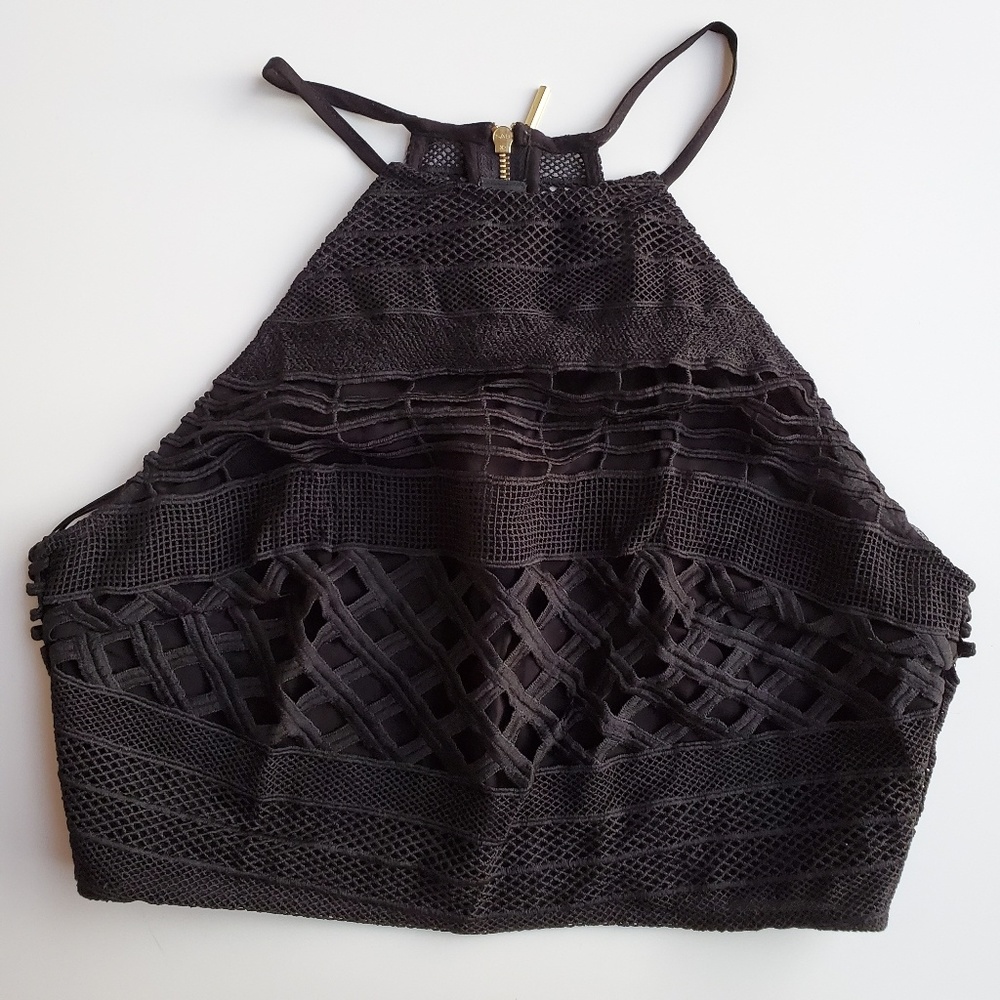Stylestalker Black Crochet Lace Crop Top